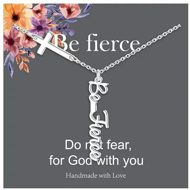 Stainless Steel Letter Cross Pendant Necklace