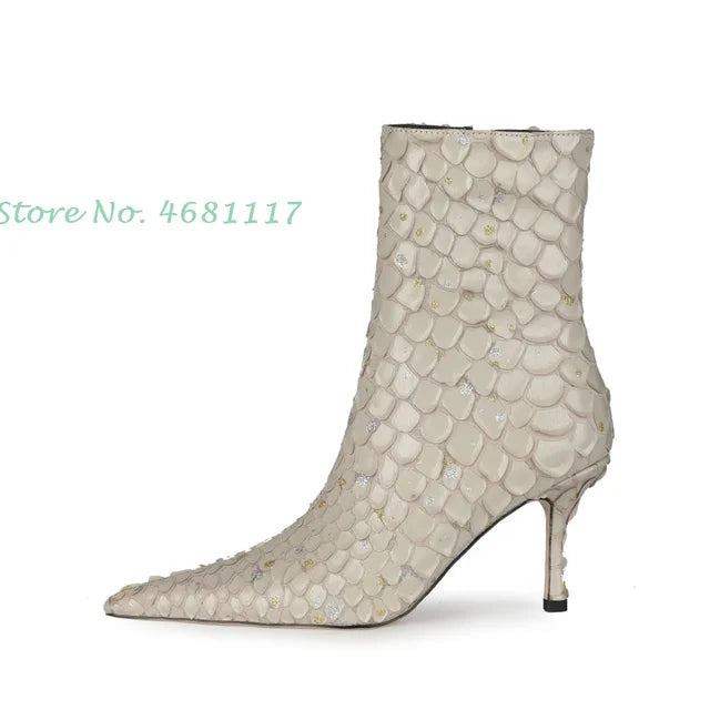 Sestito Sequin Fish-scale Ankle Boots