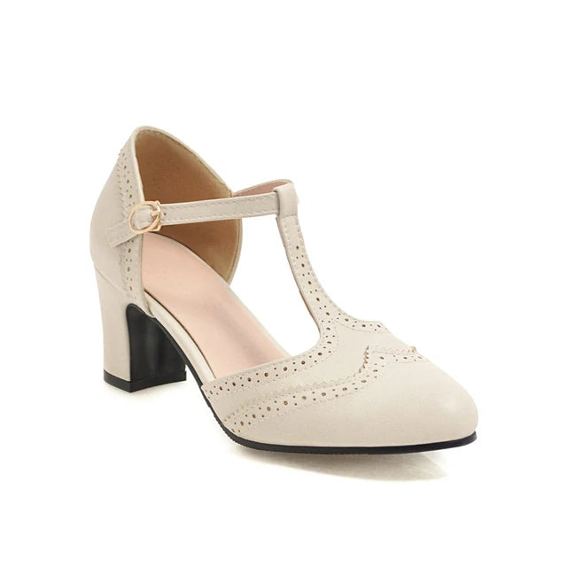 Vintage PU Leather Rome Style Heels