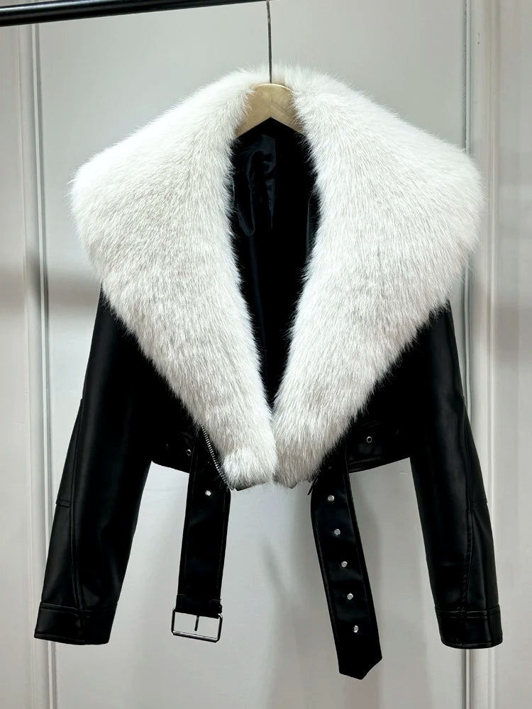 Autumn Winter Women Casual Vintage Lamb Slim Jacket