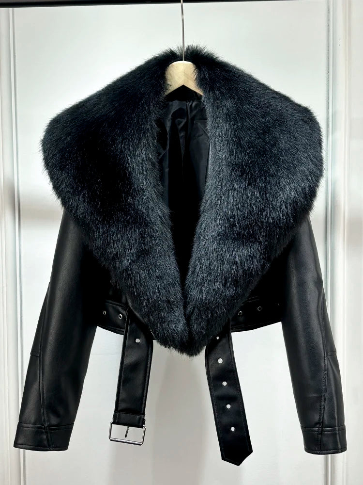 Autumn Winter Women Casual Vintage Lamb Slim Jacket