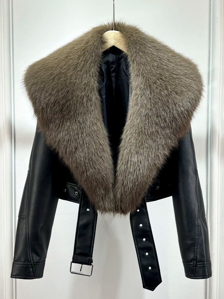 Autumn Winter Women Casual Vintage Lamb Slim Jacket