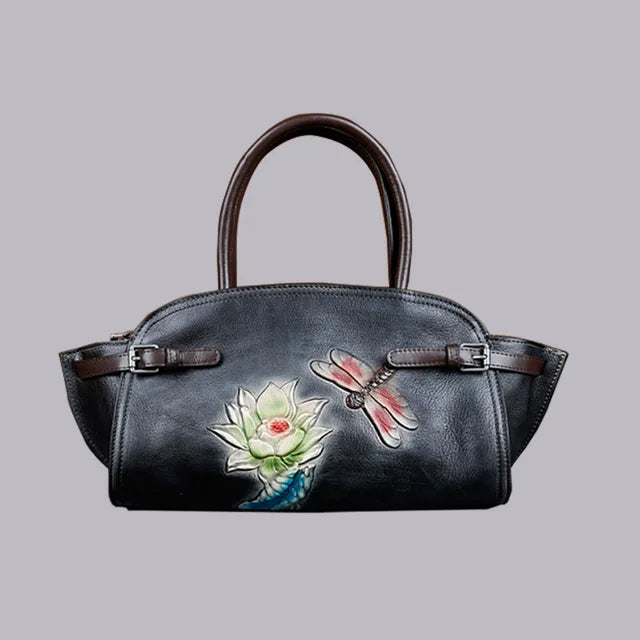 Caterroll Floral Genuine Leather Handbag