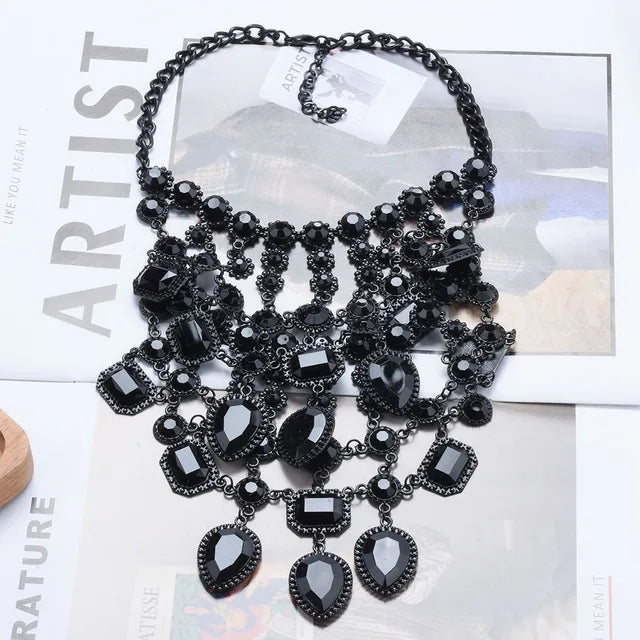 Multilayer Indian Statement Large Collar Crystal Necklace