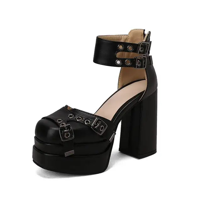 ASILETO Design Square Toe Chunky Heels