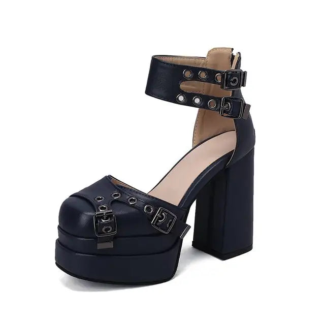 ASILETO Design Square Toe Chunky Heels