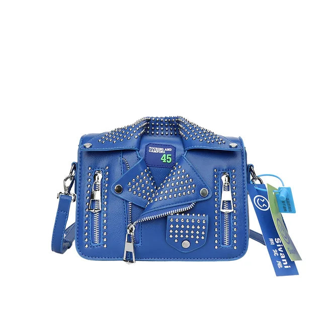 Square Rivet Leather Shoulder Bag