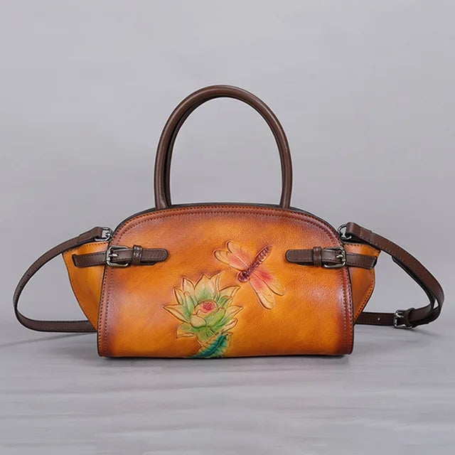 Caterroll Floral Genuine Leather Handbag