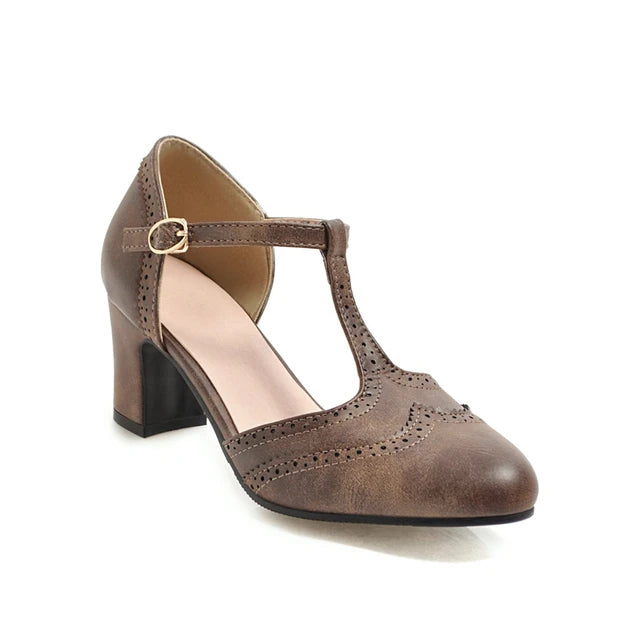 Vintage PU Leather Rome Style Heels