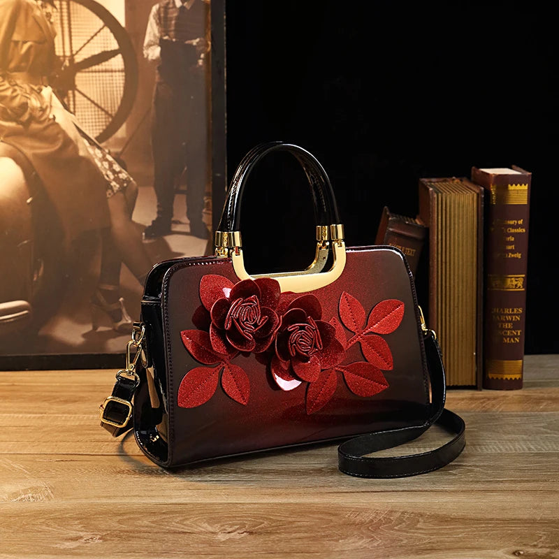 Luxury Rose Crossbody Clutch Frame Handbag