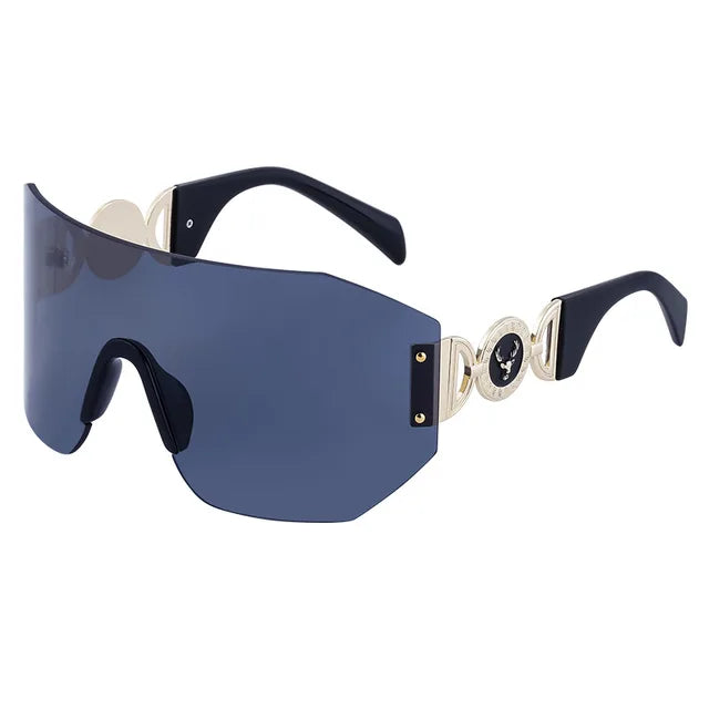 Oversized Y2k Punk Sports Rimless Shield Sunglasses