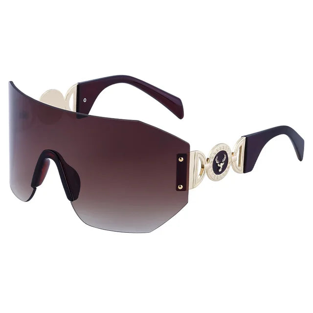 Oversized Y2k Punk Sports Rimless Shield Sunglasses