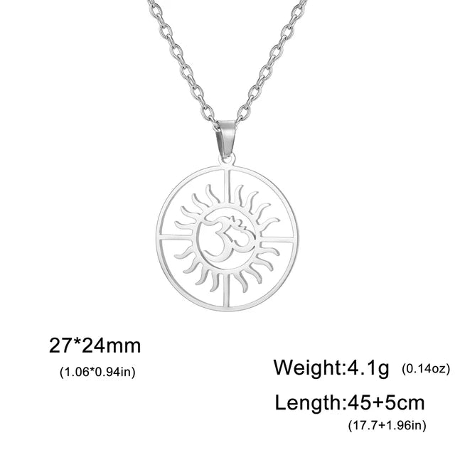 Dawapara India Tamil Om Symbol with Trident Pendant Stainless Steel Necklace