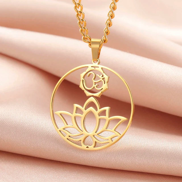 Dawapara India Tamil Om Symbol with Trident Pendant Stainless Steel Necklace