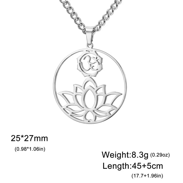 Dawapara India Tamil Om Symbol with Trident Pendant Stainless Steel Necklace