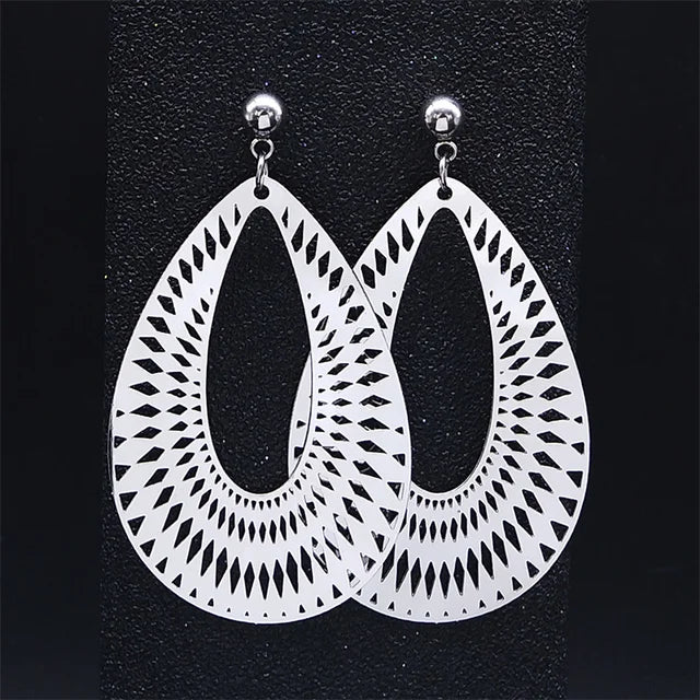 Fashion Bohemia Stainless Steel Flower Earrings - E9144