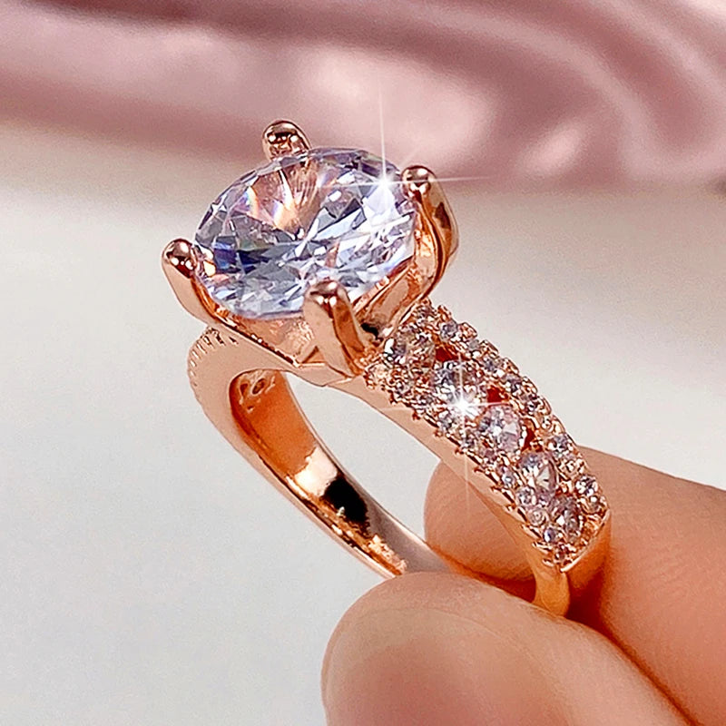 Huitan Special-interested Rose Gold Color Rings