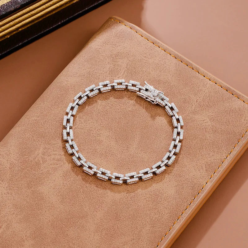EWYA Luxury Designer Tank Chain Moissanite Bracelet