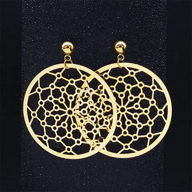 Fashion Bohemia Stainless Steel Flower Earrings - E9144