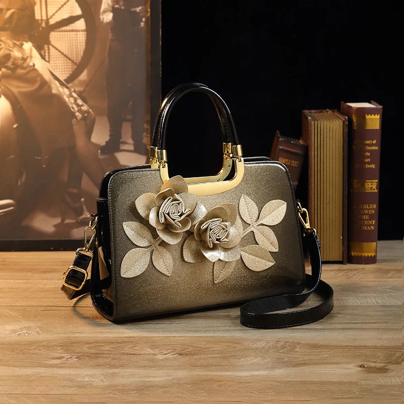 Luxury Rose Crossbody Clutch Frame Handbag