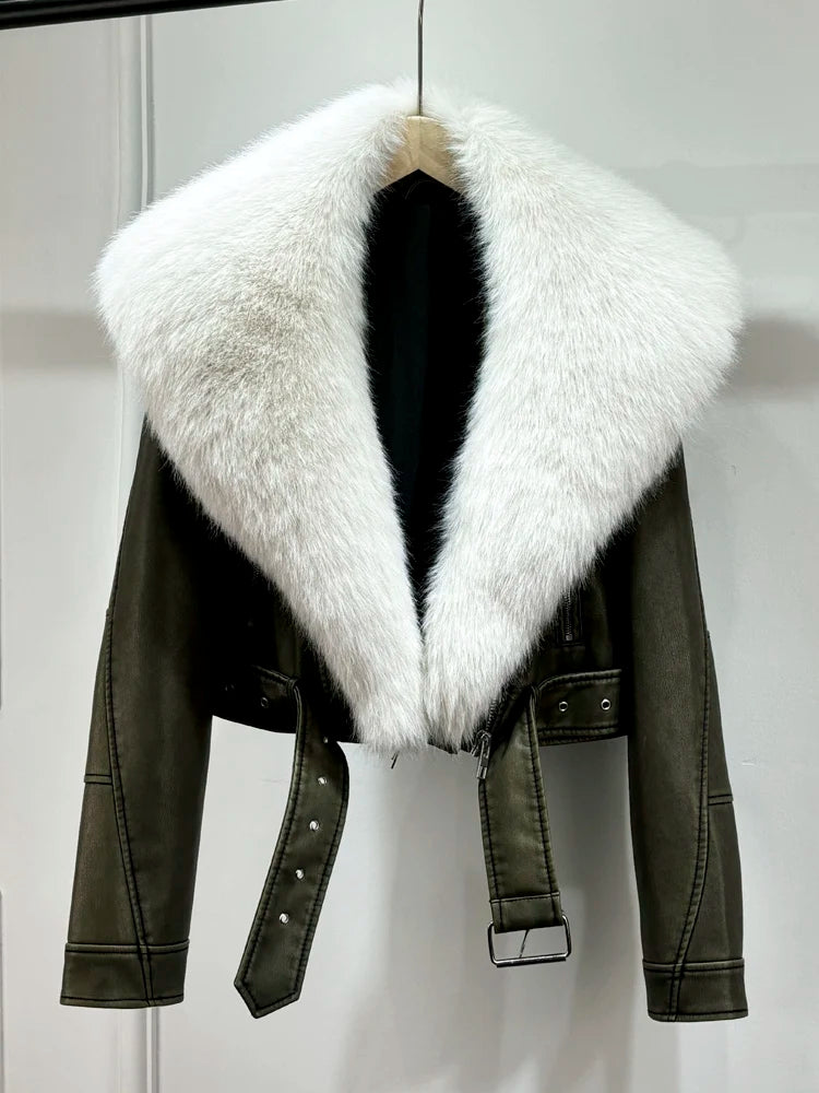 Autumn Winter Women Casual Vintage Lamb Slim Jacket