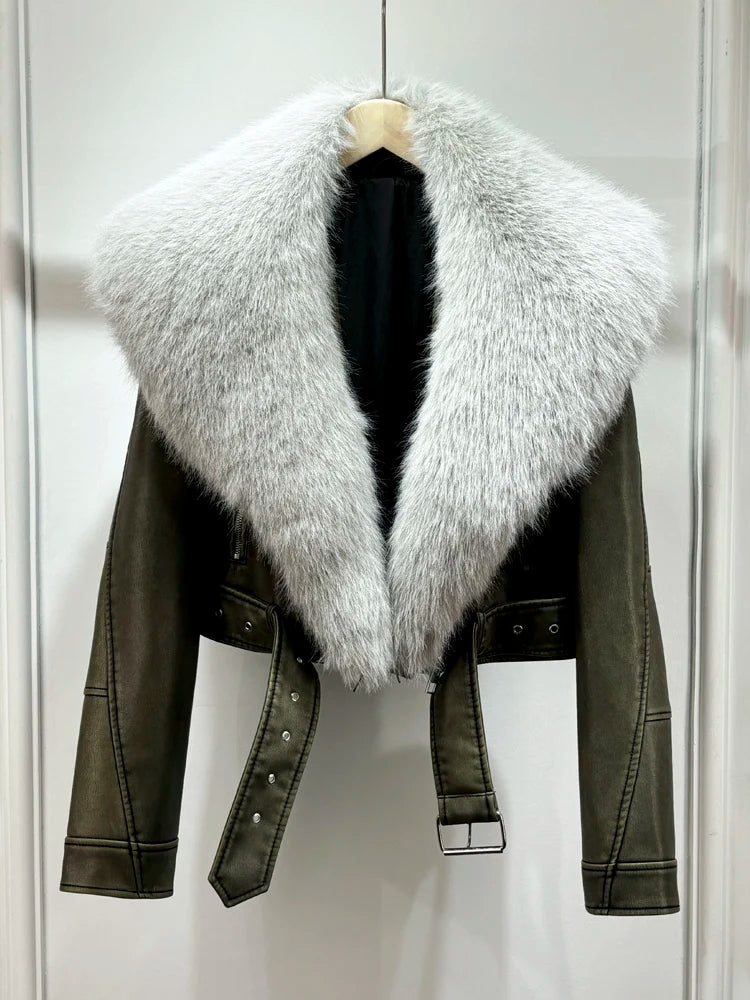 Autumn Winter Women Casual Vintage Lamb Slim Jacket