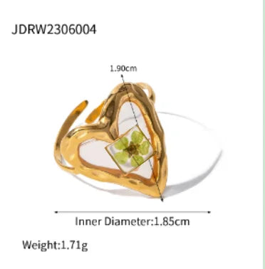 Literary Retro Eternity Flower Design 18K Gold Plated Adjustable Stainless Steel Ring