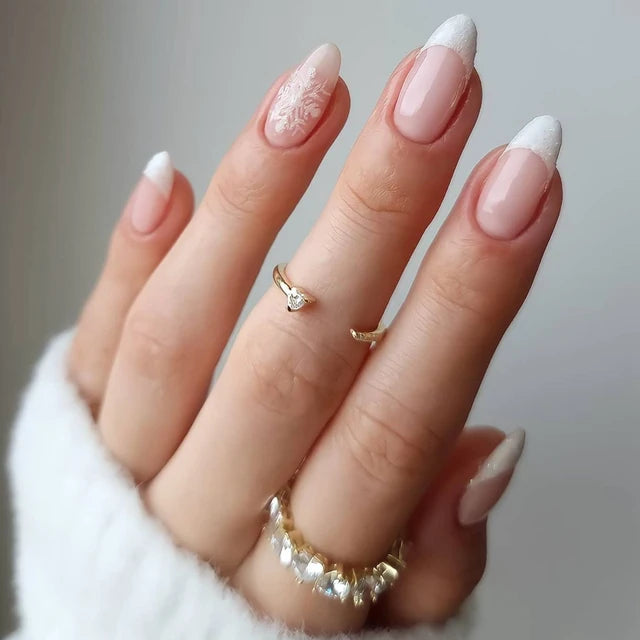 24Pcs/Set Medium Almond Wearable Fake Nail Press