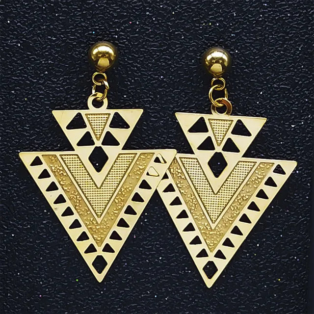 Fashion Bohemia Stainless Steel Flower Earrings - E9144