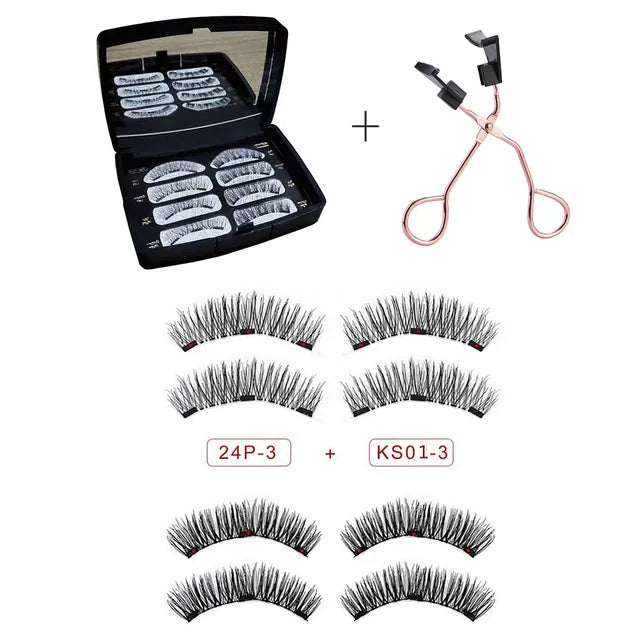 Mix Eyelashes 2 Pairs Double Magnet False Lashes - 3D