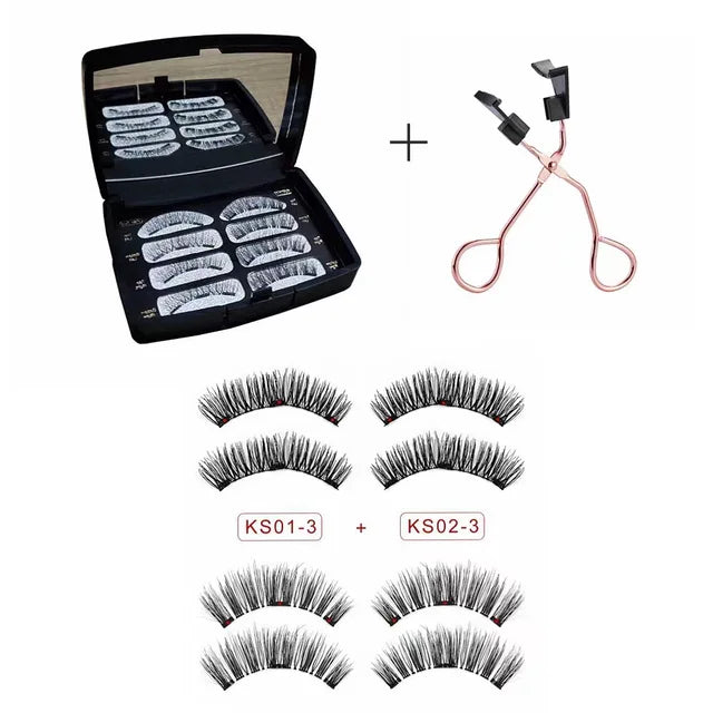 Mix Eyelashes 2 Pairs Double Magnet False Lashes - 3D