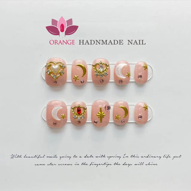 Handmade Press on Nails Glitter Rhinestone3d Charms