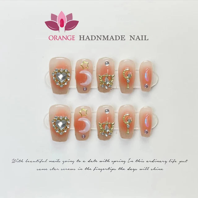 Handmade Press on Nails Glitter Rhinestone3d Charms