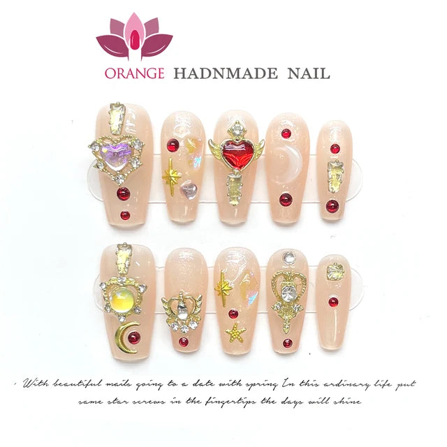 Handmade Press on Nails Glitter Rhinestone3d Charms