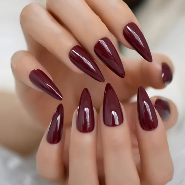 Stiletto Glossy or Matte Color Fake Nails