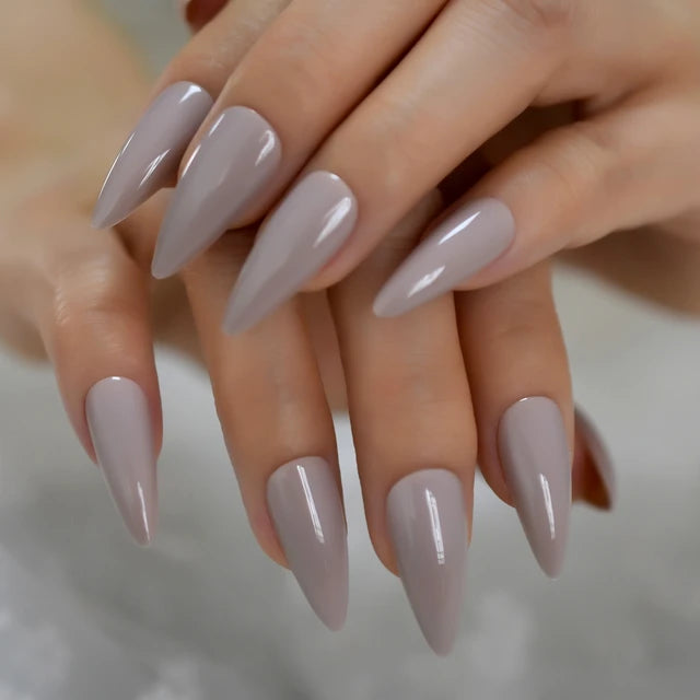 Stiletto Glossy or Matte Color Fake Nails