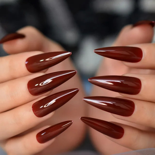 Stiletto Glossy or Matte Color Fake Nails