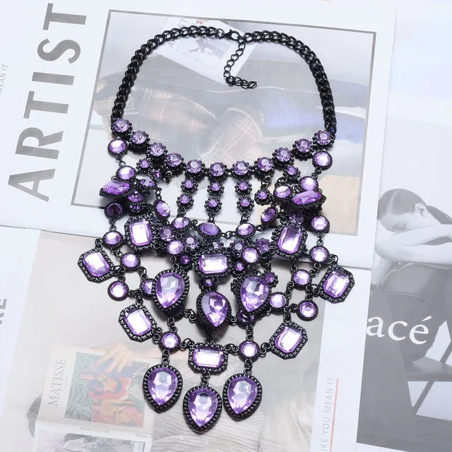 Multilayer Indian Statement Large Collar Crystal Necklace