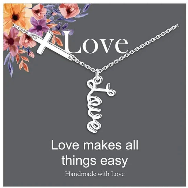 Stainless Steel Letter Cross Pendant Necklace