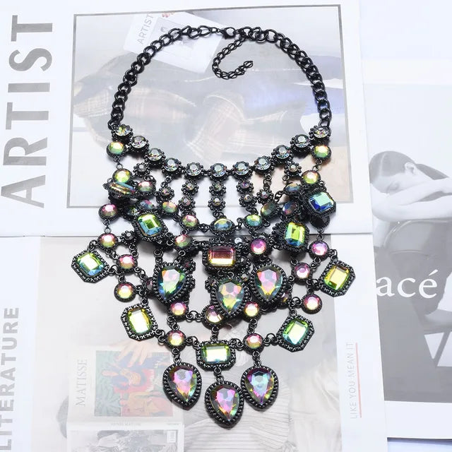 Multilayer Indian Statement Large Collar Crystal Necklace