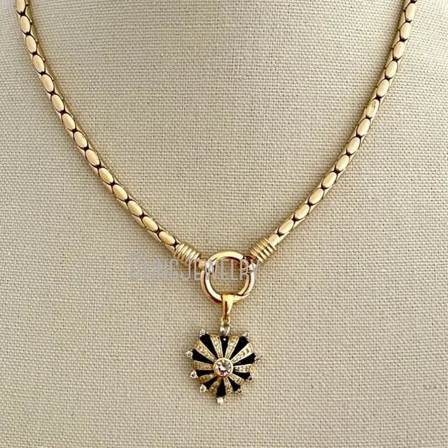 Stainless Steel Snake Chains Choker with Heart Charm Pendant