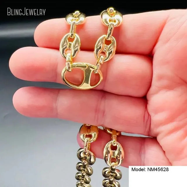 Round Clasp Puffed Coffee Bean Mesh Chain Choker
