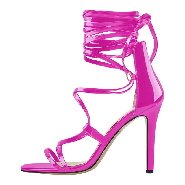 Onlymaker Women Peep Toe Gladiator High Heels