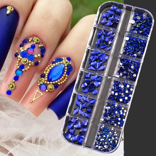 Round White Pearls Nail Beads Nail Charms 12 grids (0.15-0.5cm) - Caviar Beads Nail Art Deco
