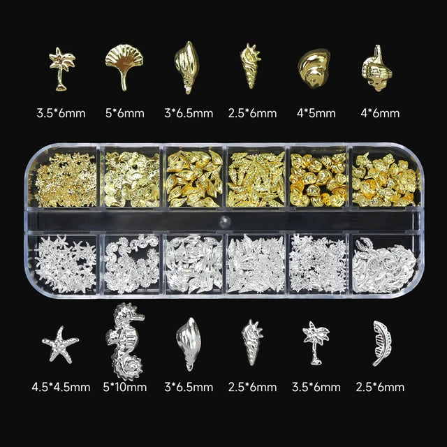 Round White Pearls Nail Beads Nail Charms 12 grids (0.15-0.5cm) - Caviar Beads Nail Art Deco