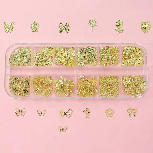 Round White Pearls Nail Beads Nail Charms 12 grids (0.15-0.5cm) - Caviar Beads Nail Art Deco