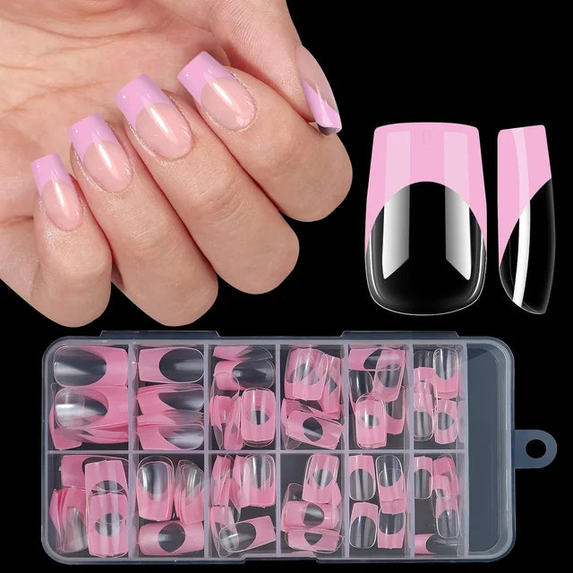 120pcs/box Acrylic French False Nails Medium Length