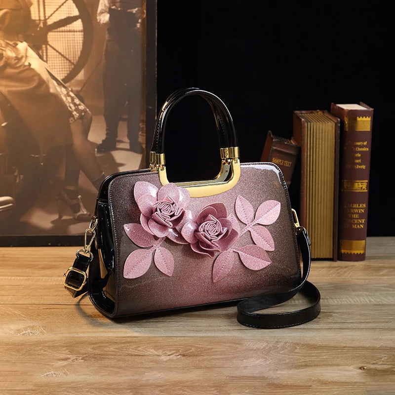 Luxury Rose Crossbody Clutch Frame Handbag
