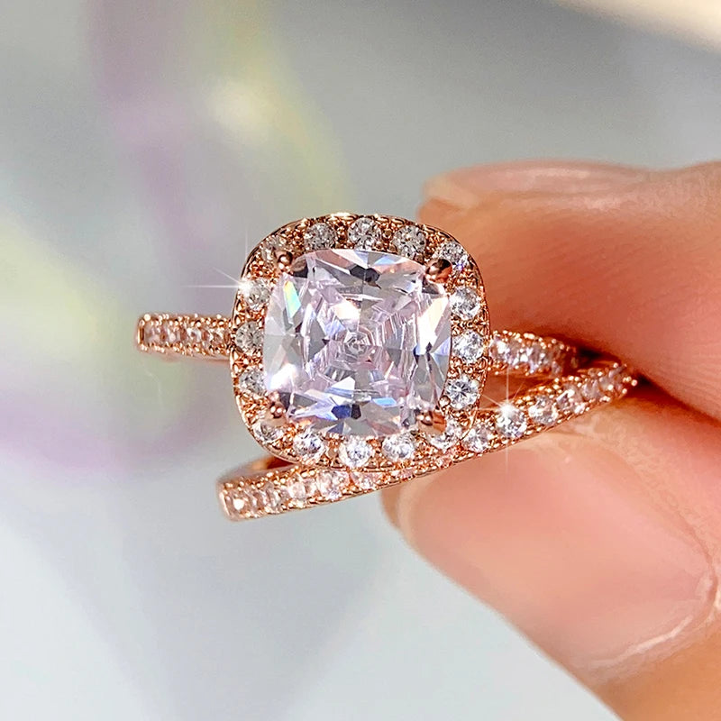 Huitan Special-interested Rose Gold Color Rings