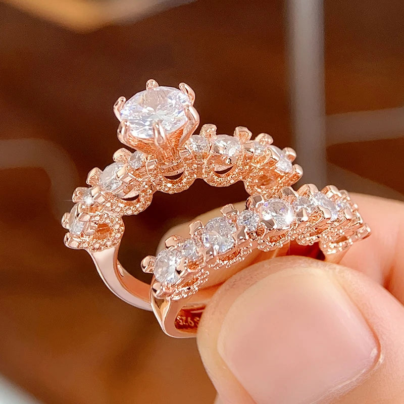 Huitan Special-interested Rose Gold Color Rings